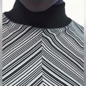 🔴🆕 Zara Black and White Striped Mini Dress
